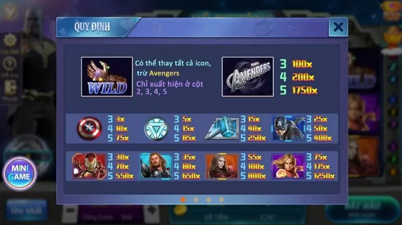 Quy dinh game Avengers Iwin